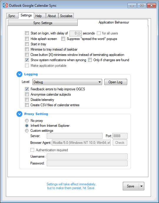 Outlook Google Calendar Sync OGCS User Guide Settings